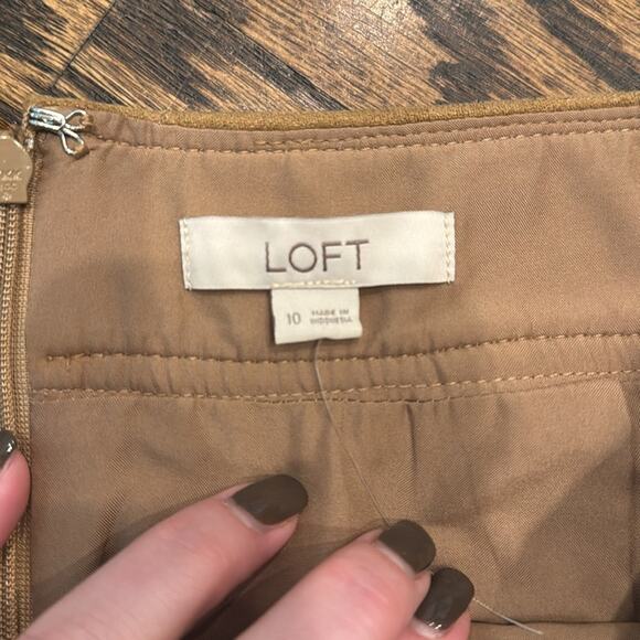 Loft Faux Suede Pocket Shift Skirt Stretch Pale Camel Women's 10 - Picture 4 of 7
